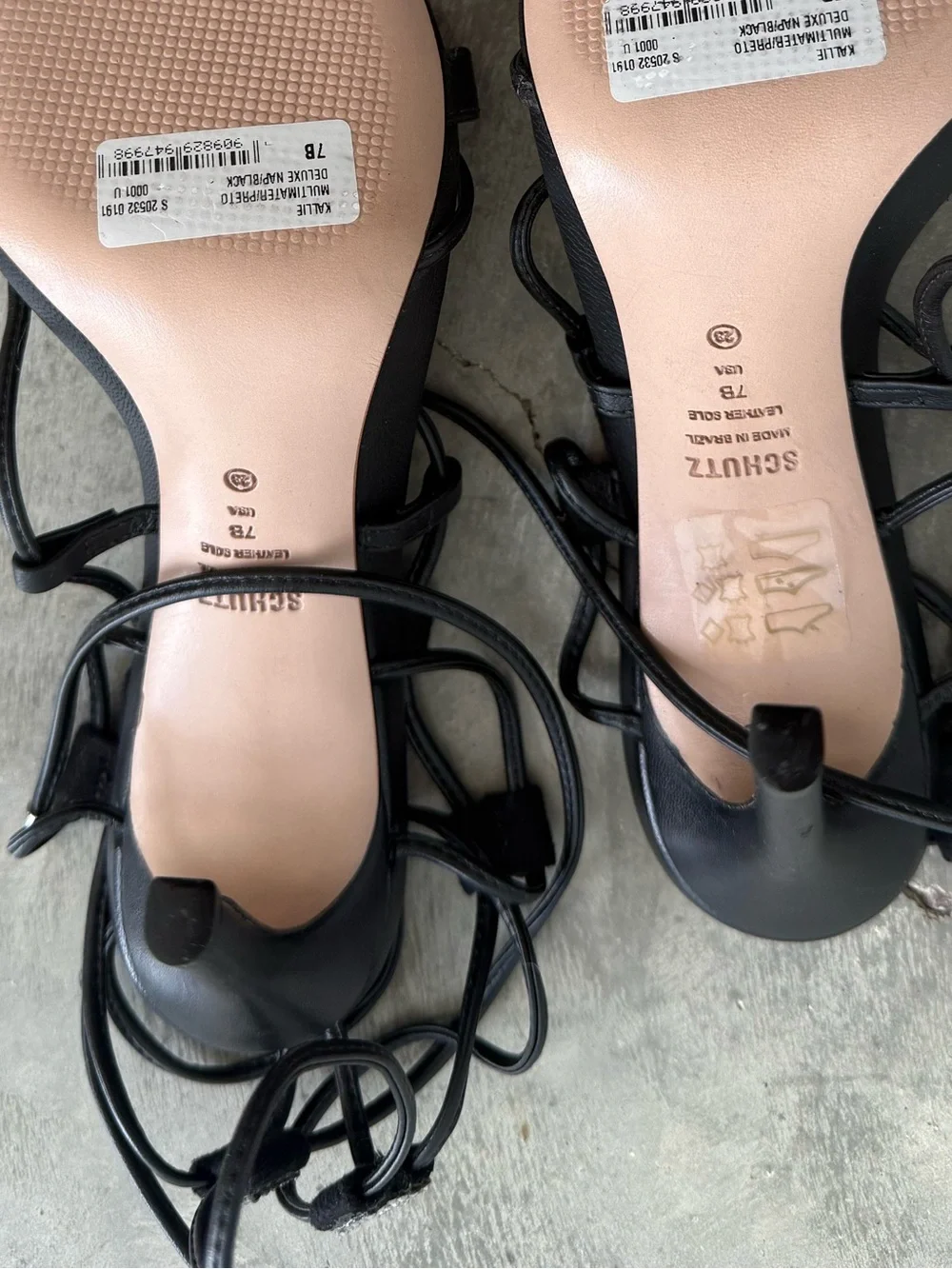 SCHUTZ Black Rhinestone Lace-Up Stiletto Sandals